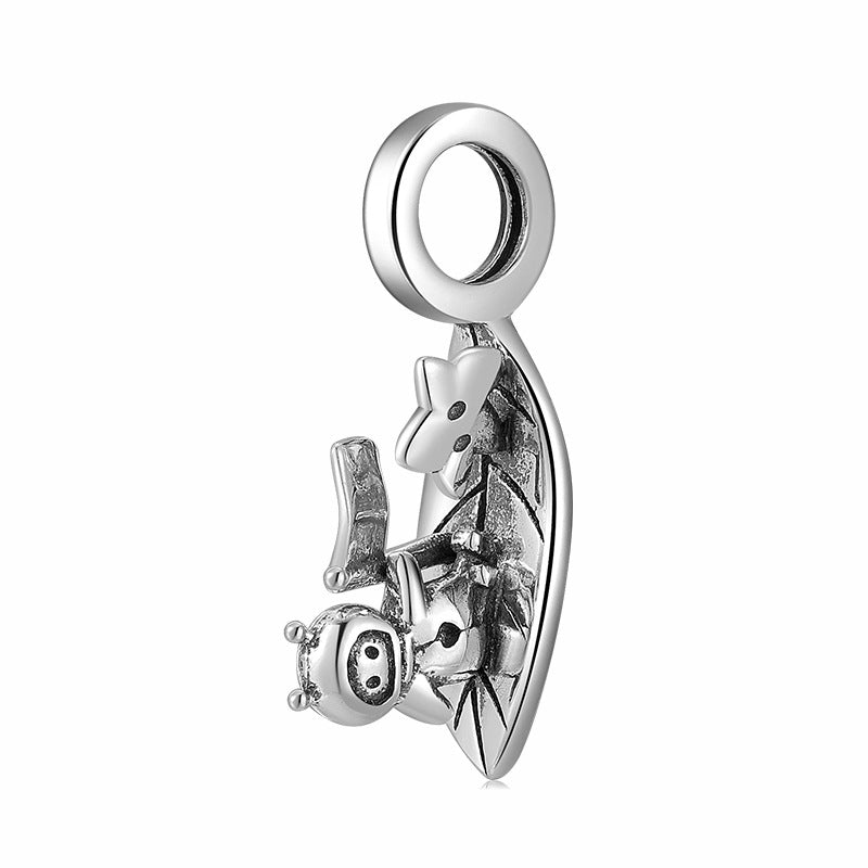 Original Space Dream Astronaut Kids Series Beaded Pendant S925 Sterling Silver Diy Accessories