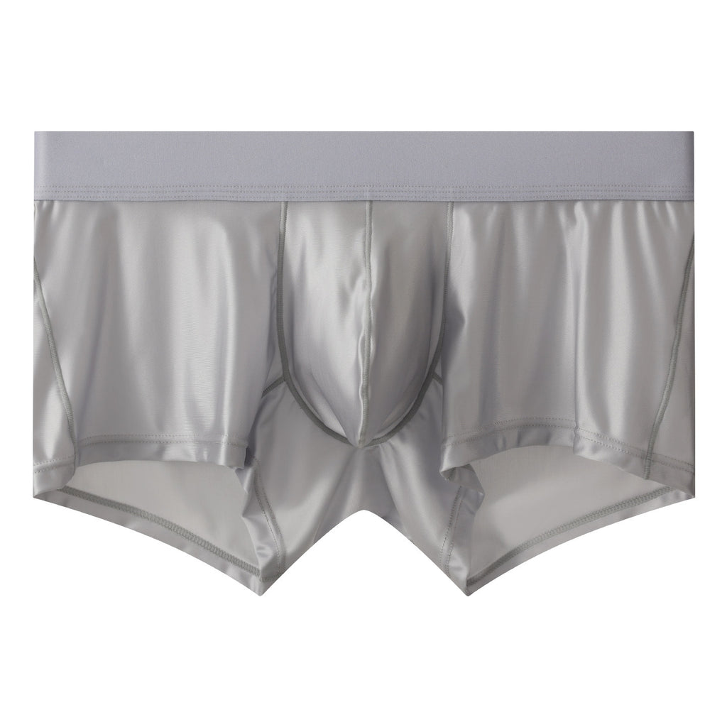 Men's Solid Color Minimalism Boxer Briefs Faux-silk Shorts