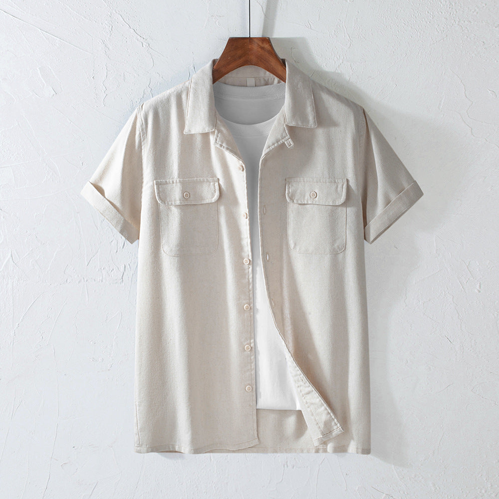 Retro Lapels Workwear Breathable Men's Shirt