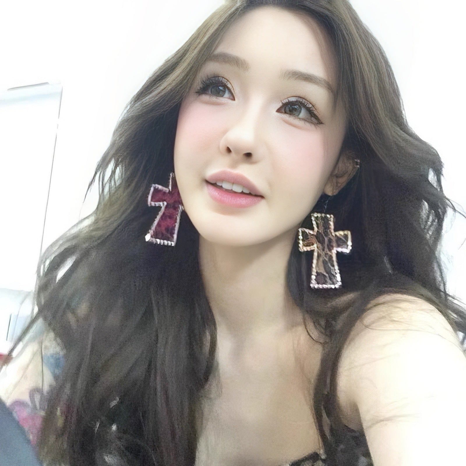 Leopard Cross Earrings Y2g Millennium Hot Girl Niche Earrings