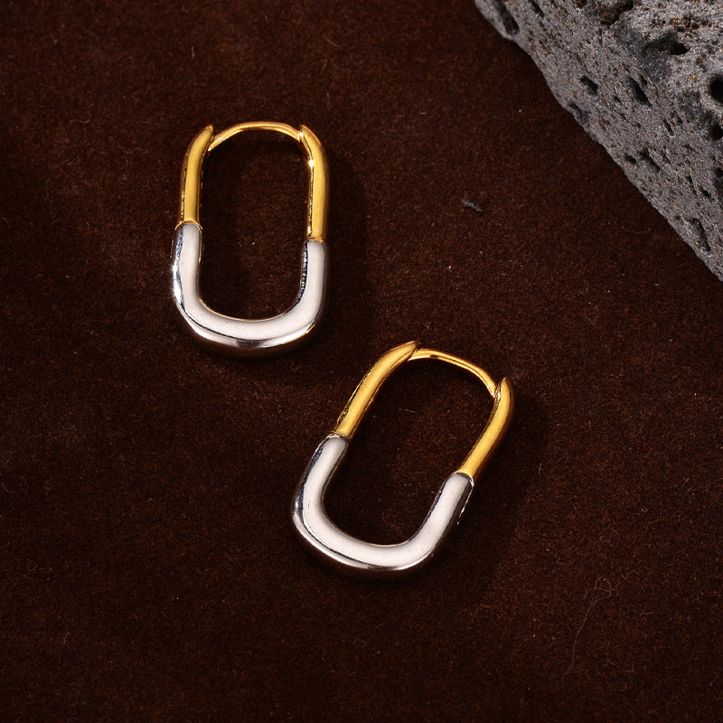 925 Sterling Silver Minimalist Normcore Style Contrast Color Geometric U-shaped Ear Clip