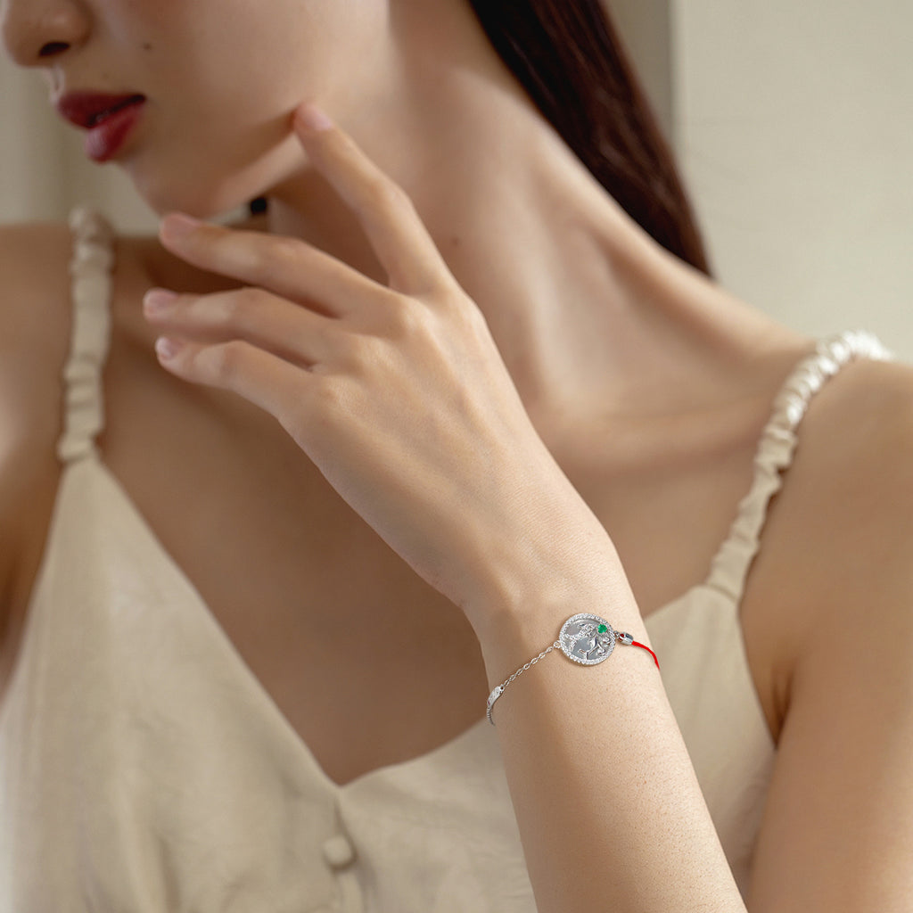 Simple Emerald Bracelet Female Original Design S925 Silver Constellation Pisces