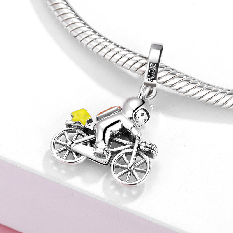Original Space Dream Astronaut Kids Series Beaded Pendant S925 Sterling Silver Diy Accessories