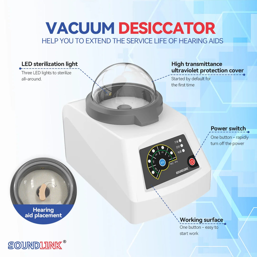 Soundlink Hearing Aid UV Dryer LED Vacuum Desiccator EW01-M