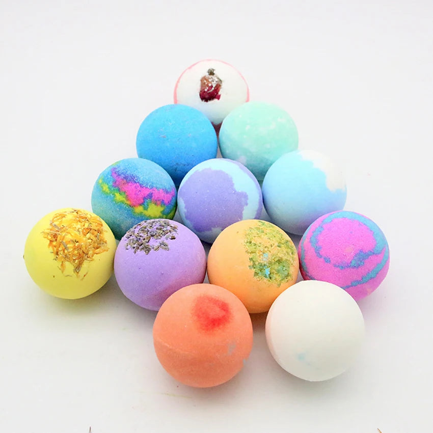 12Pcs/set Bath Bubble Ball Kit Essential Oil Bath Salts Skin Care Exfoliating Moisturizing Shower Bath Balls Accessories