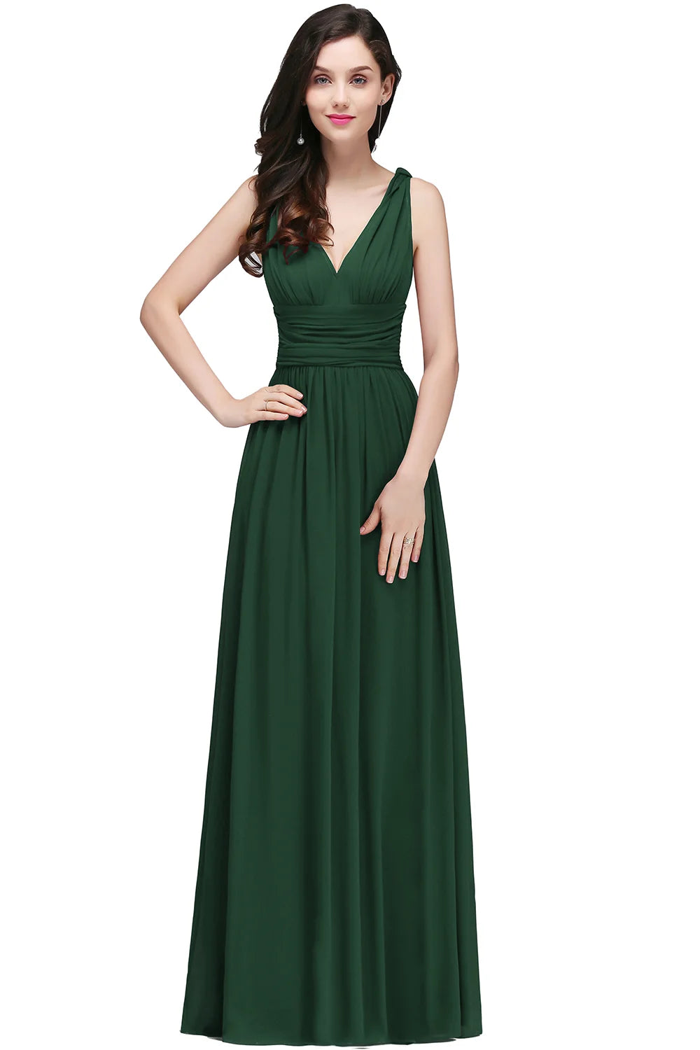 Long Burgundy Bridesmaid Dresses For Women Chiffon V-Neck A-Line Elegant Formal Wedding Party Gowns Evening Vestidos De Festa