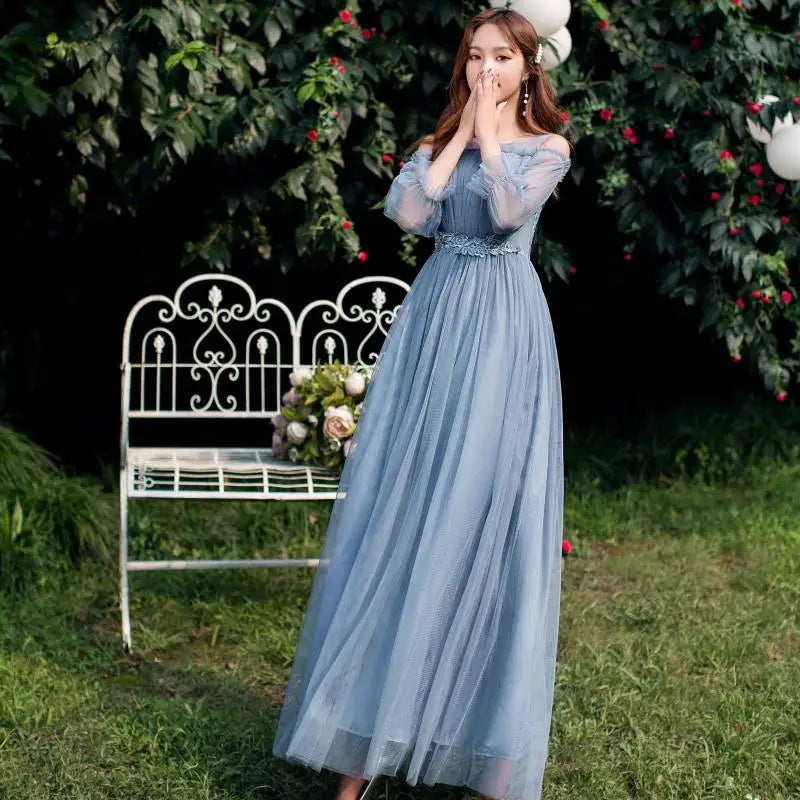 Women Pink Champagne Grey Blue Long Bridesmaid Dresses Sweet Memory Bride Guest Prom Graduation Vestidos Wedding Party Robe