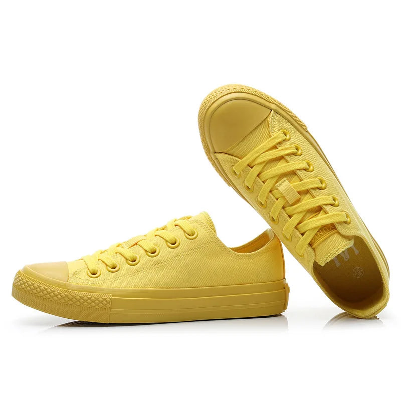 Canvas Shoes for Women and Men Lemon Yellow All Black Cloth Shoes Size 35-44 Pure White Sneakers for Boys and Girls Simple Style