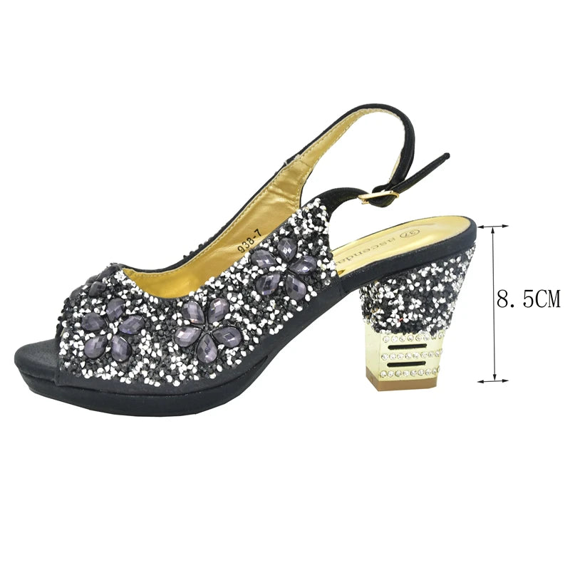 Doershow  Italian orange Shoes And Bag Sets For Evening Party With Stones Italian Leather Handbags Match Bags! !HUK1-32