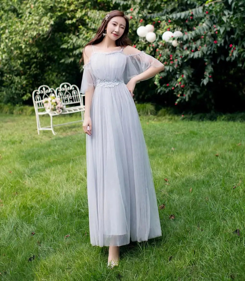 Women Pink Champagne Grey Blue Long Bridesmaid Dresses Sweet Memory Bride Guest Prom Graduation Vestidos Wedding Party Robe