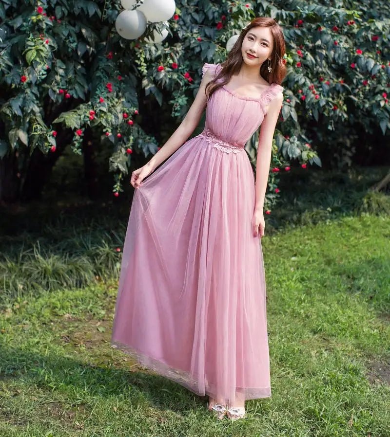 Women Pink Champagne Grey Blue Long Bridesmaid Dresses Sweet Memory Bride Guest Prom Graduation Vestidos Wedding Party Robe