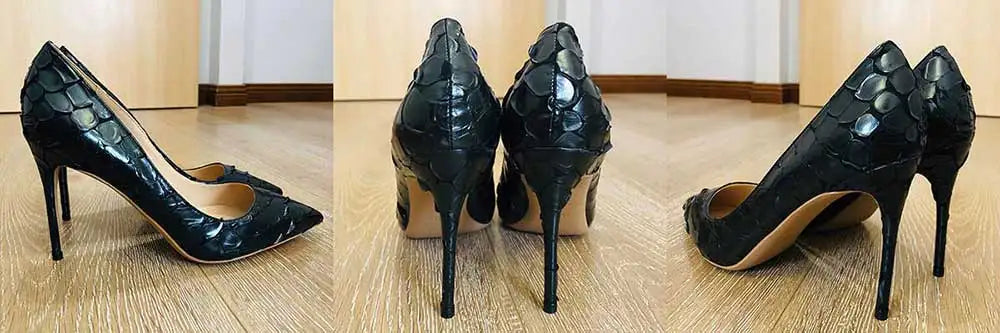 Tikicup Silver Spikes Women Black Matte Sexy Stiletto High Heels Ladies Wild Party Club High Heel Shoes 8cm 10cm 12cm Customize