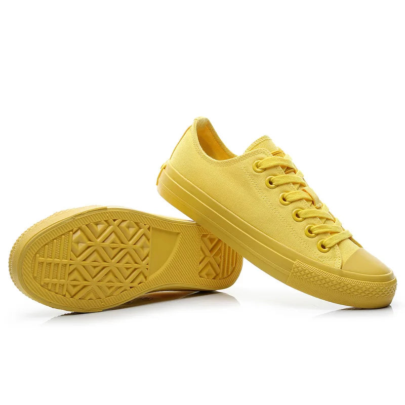 Canvas Shoes for Women and Men Lemon Yellow All Black Cloth Shoes Size 35-44 Pure White Sneakers for Boys and Girls Simple Style