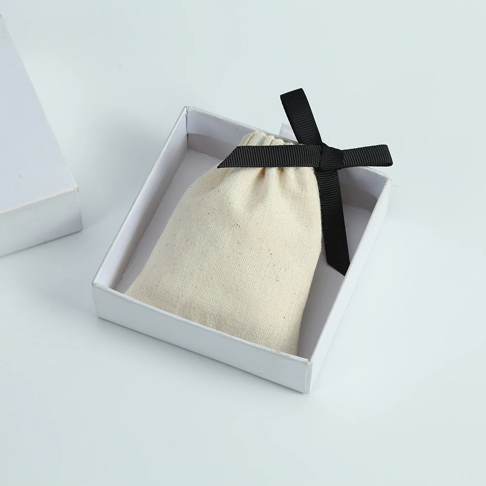 10pcs Natural Cotton Burlap Jute Canvas Gift Bags for Jewelry Necklace Earring Ring Soap Organizer Pouch Christmas Wedding Favor