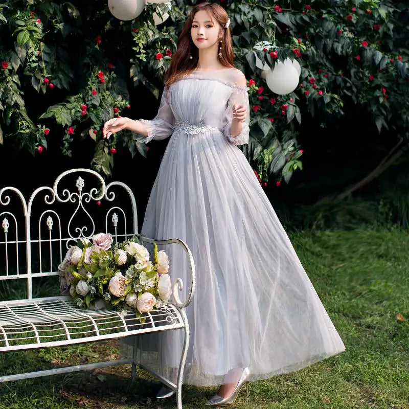 Women Pink Champagne Grey Blue Long Bridesmaid Dresses Sweet Memory Bride Guest Prom Graduation Vestidos Wedding Party Robe
