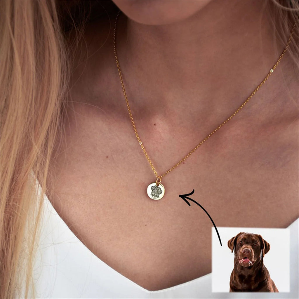 Personalized Gifts for Mom Dog Mom Custom Dog Portrait Necklace Personalized Pet Portrait Necklace Memorial Gift Dog Custom Gift