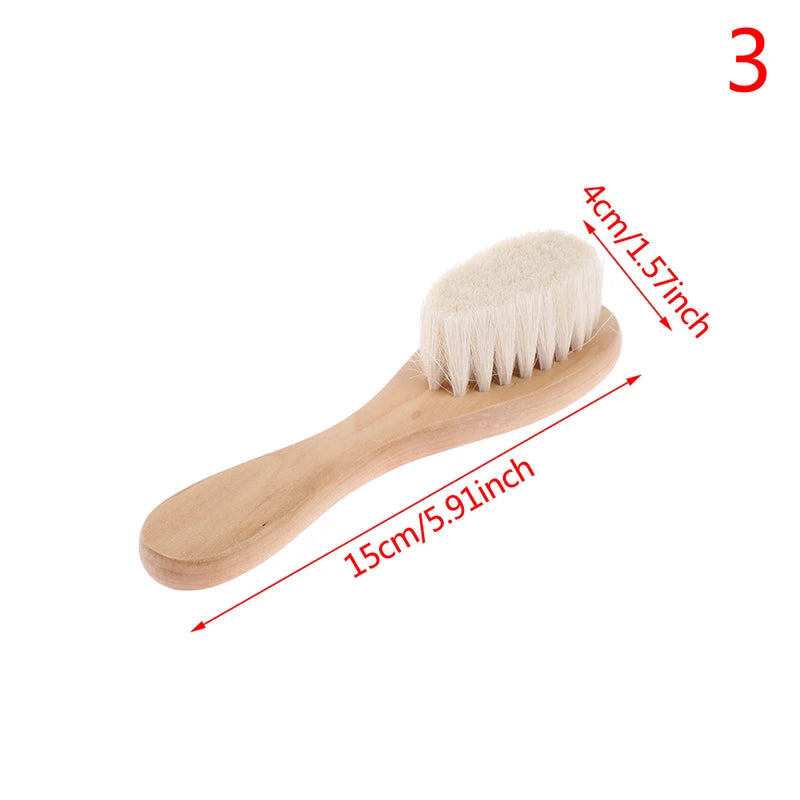 Baby Hair Comb Set Wooden Handle Natural Soft Wool Brush Infant Head  Wooden Handle Head Comfort Massager