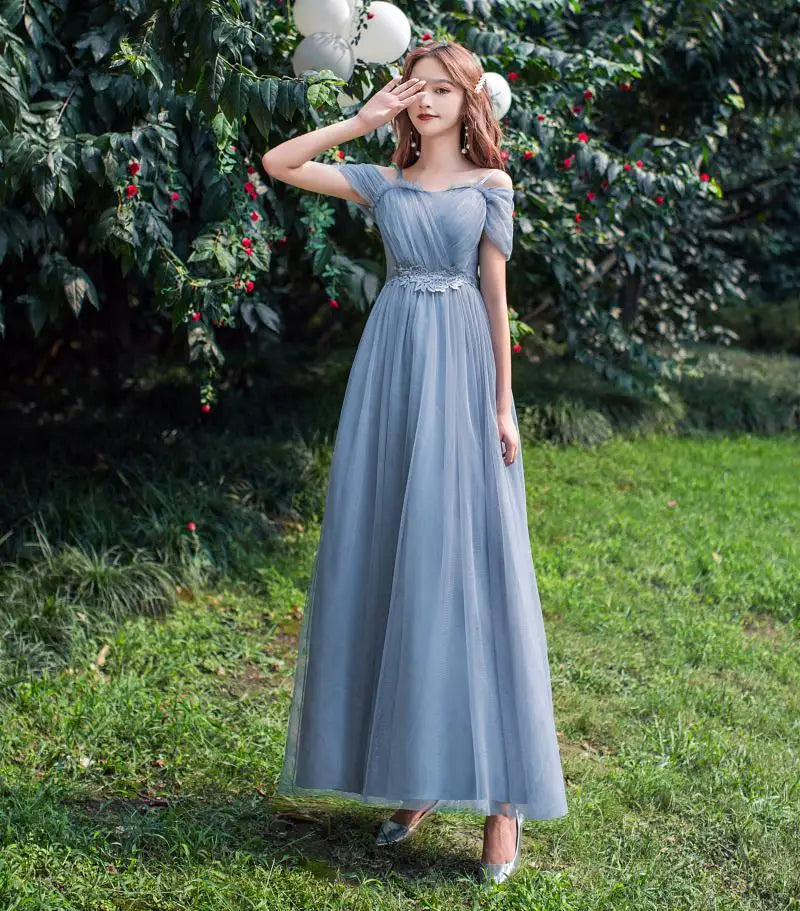 Women Pink Champagne Grey Blue Long Bridesmaid Dresses Sweet Memory Bride Guest Prom Graduation Vestidos Wedding Party Robe