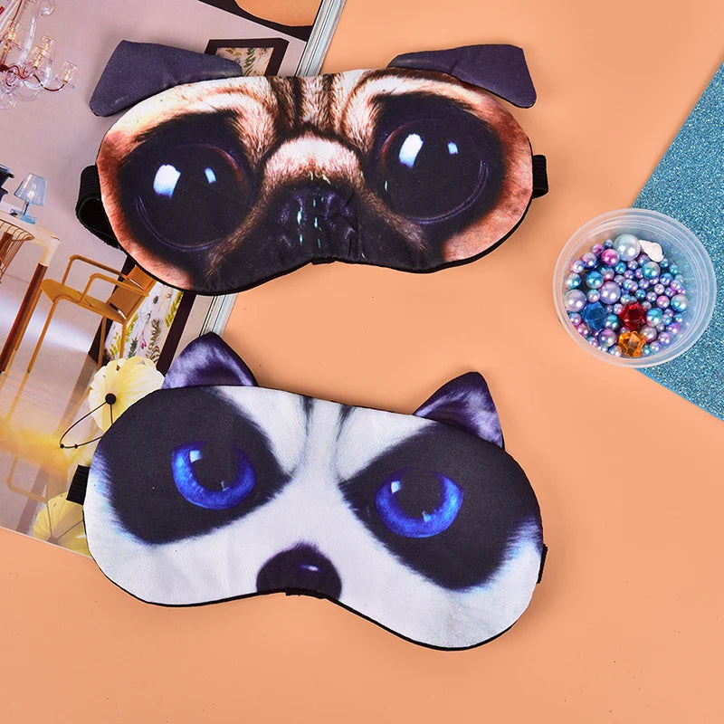 Cute Cat Dog Sleep Mask Eyeshade Cover Eye Mask Natural Sleeping Soft Blindfold Eyepatch Sleep Eyeshade Eye Cover Hot