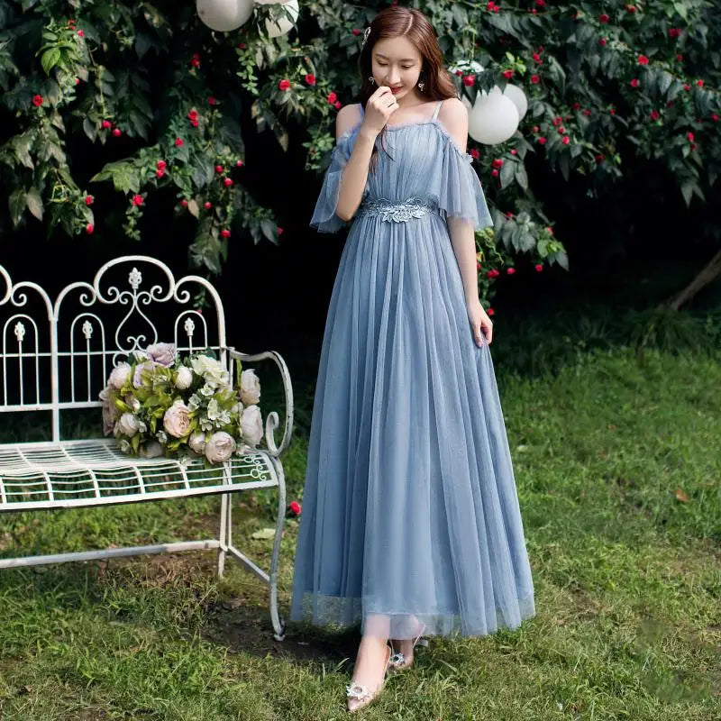 Women Pink Champagne Grey Blue Long Bridesmaid Dresses Sweet Memory Bride Guest Prom Graduation Vestidos Wedding Party Robe