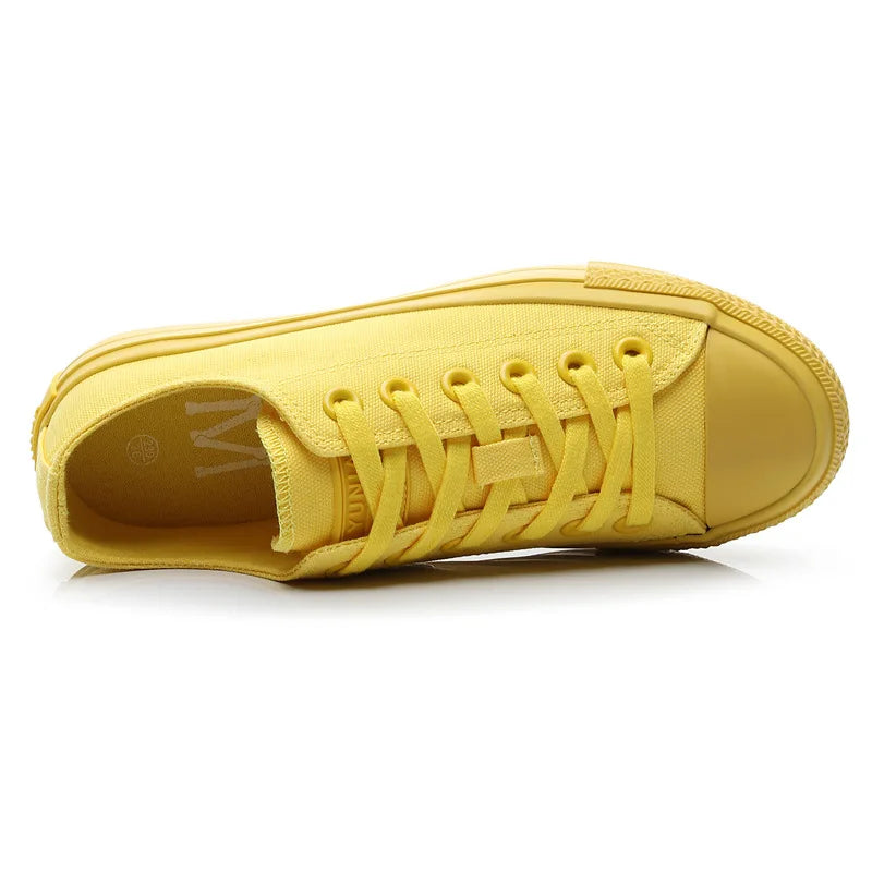 Canvas Shoes for Women and Men Lemon Yellow All Black Cloth Shoes Size 35-44 Pure White Sneakers for Boys and Girls Simple Style