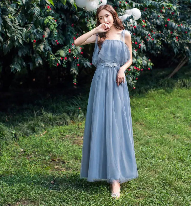 Women Pink Champagne Grey Blue Long Bridesmaid Dresses Sweet Memory Bride Guest Prom Graduation Vestidos Wedding Party Robe