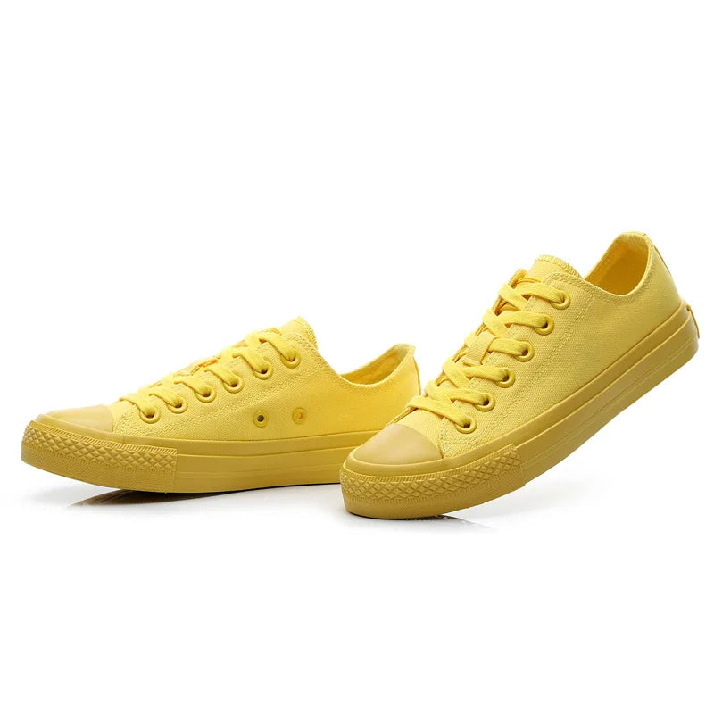 Canvas Shoes for Women and Men Lemon Yellow All Black Cloth Shoes Size 35-44 Pure White Sneakers for Boys and Girls Simple Style
