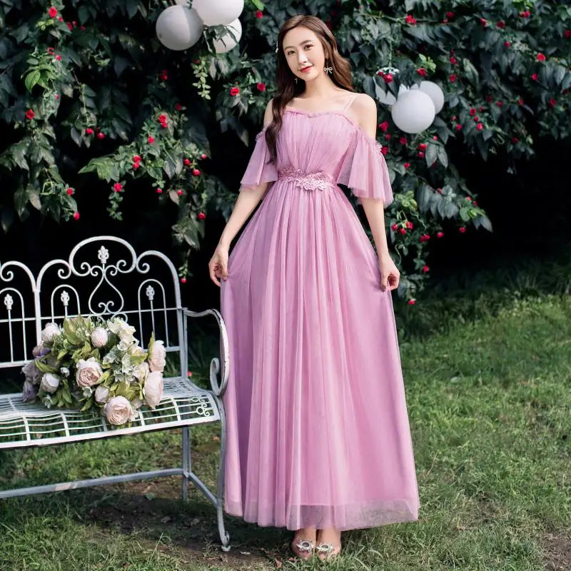 Women Pink Champagne Grey Blue Long Bridesmaid Dresses Sweet Memory Bride Guest Prom Graduation Vestidos Wedding Party Robe