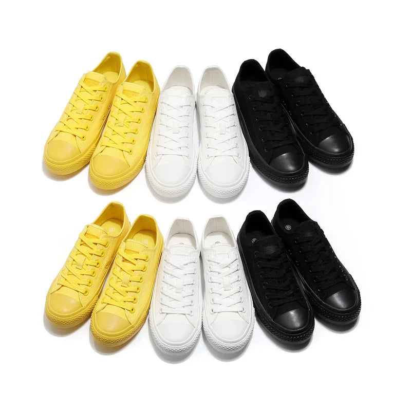 Canvas Shoes for Women and Men Lemon Yellow All Black Cloth Shoes Size 35-44 Pure White Sneakers for Boys and Girls Simple Style