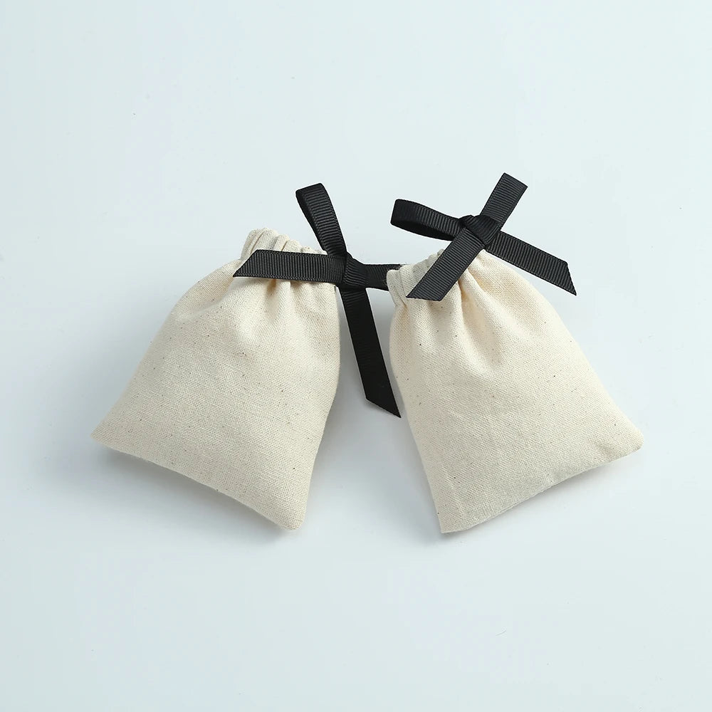 10pcs Natural Cotton Burlap Jute Canvas Gift Bags for Jewelry Necklace Earring Ring Soap Organizer Pouch Christmas Wedding Favor