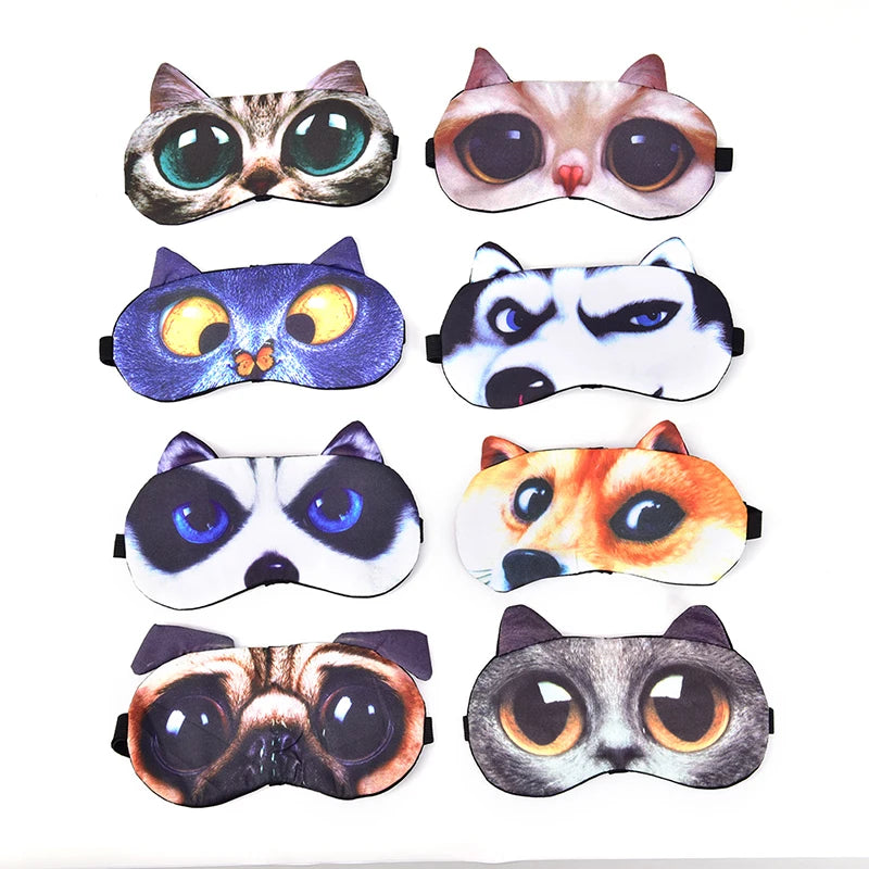 Cute Cat Dog Sleep Mask Eyeshade Cover Eye Mask Natural Sleeping Soft Blindfold Eyepatch Sleep Eyeshade Eye Cover Hot