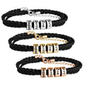 MaiLun 1pc  Personalized Family Names Beads Men Braided Bracelets Customized Names Men Bracelet Father's day Gift