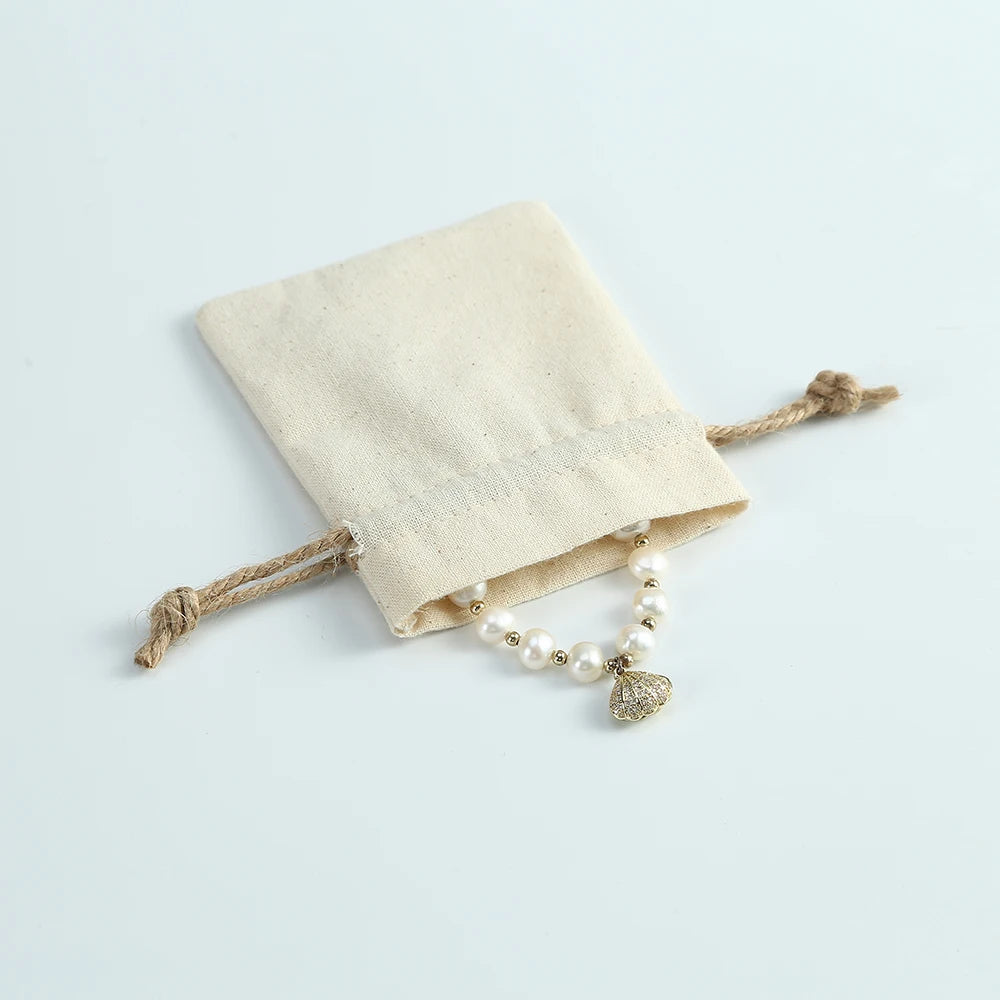 10pcs Natural Cotton Burlap Jute Canvas Gift Bags for Jewelry Necklace Earring Ring Soap Organizer Pouch Christmas Wedding Favor