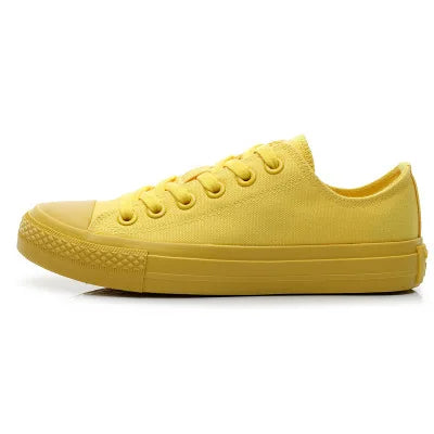 Canvas Shoes for Women and Men Lemon Yellow All Black Cloth Shoes Size 35-44 Pure White Sneakers for Boys and Girls Simple Style