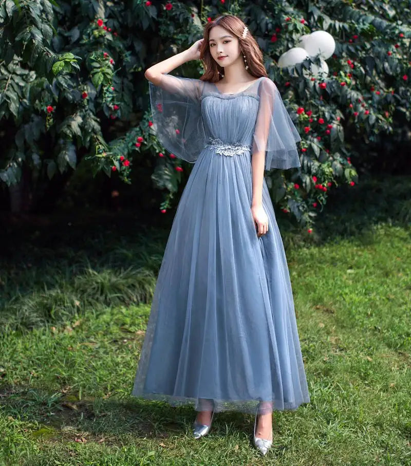Women Pink Champagne Grey Blue Long Bridesmaid Dresses Sweet Memory Bride Guest Prom Graduation Vestidos Wedding Party Robe