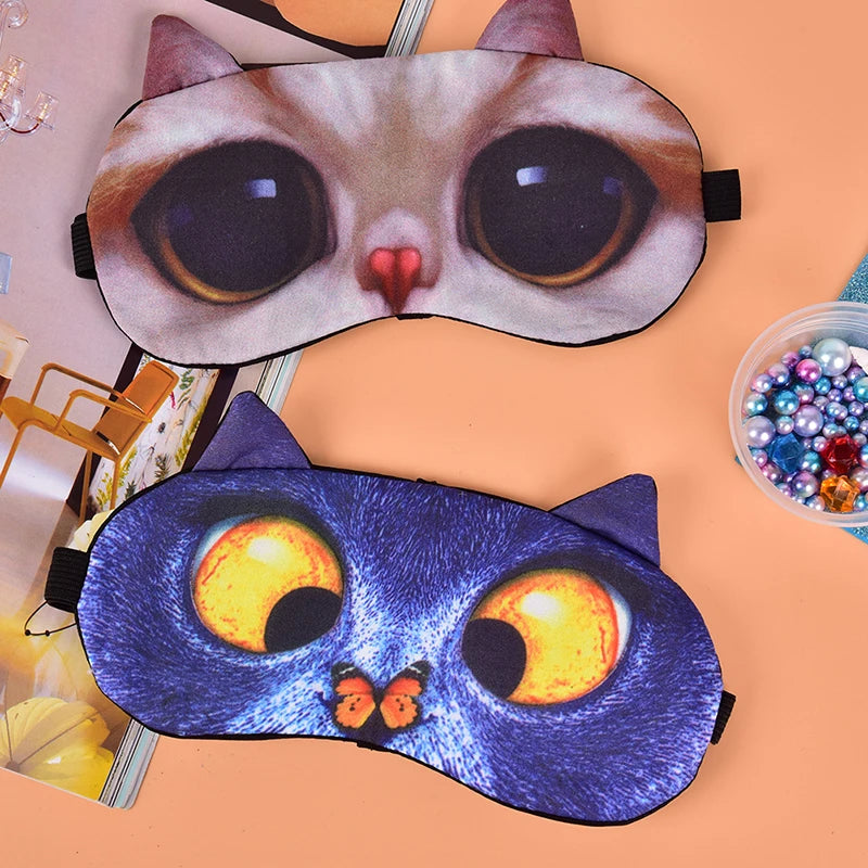 Cute Cat Dog Sleep Mask Eyeshade Cover Eye Mask Natural Sleeping Soft Blindfold Eyepatch Sleep Eyeshade Eye Cover Hot