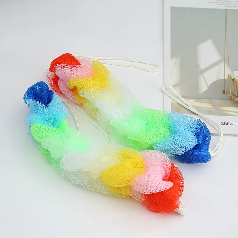 2Pcs/set Rainbow Colorful Women Girls Kid Bath Shower Scrubber Body Cleaning Mesh Shower Sponge Product Tool