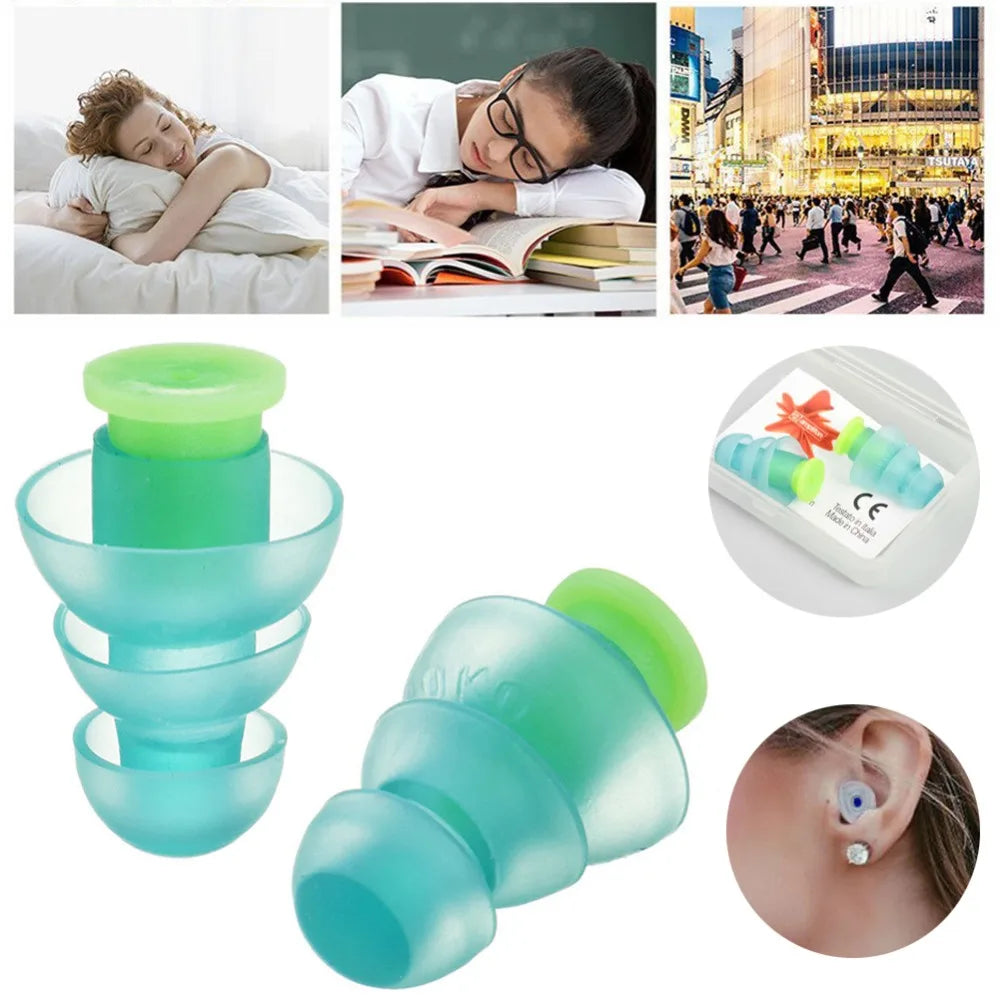 1 Pair Reusable Noise Cancelling Soft Silicone Earplugs Sound Insulation Hearing Protection Ear plugs for Music Party #288344