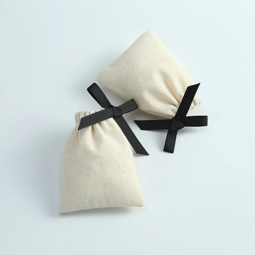 10pcs Natural Cotton Burlap Jute Canvas Gift Bags for Jewelry Necklace Earring Ring Soap Organizer Pouch Christmas Wedding Favor