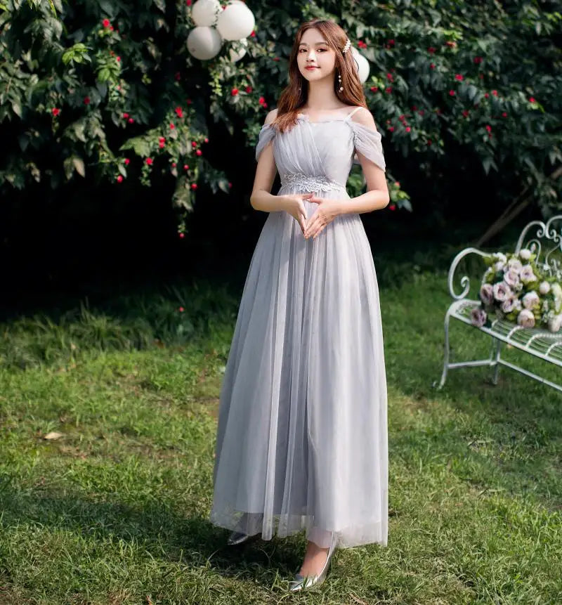 Women Pink Champagne Grey Blue Long Bridesmaid Dresses Sweet Memory Bride Guest Prom Graduation Vestidos Wedding Party Robe