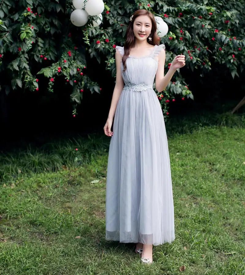 Women Pink Champagne Grey Blue Long Bridesmaid Dresses Sweet Memory Bride Guest Prom Graduation Vestidos Wedding Party Robe