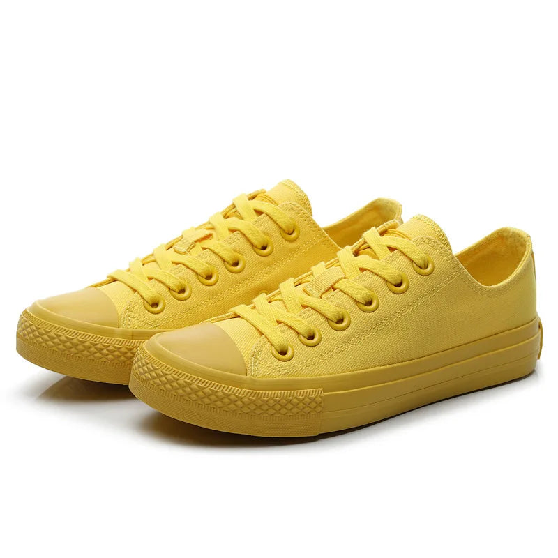 Canvas Shoes for Women and Men Lemon Yellow All Black Cloth Shoes Size 35-44 Pure White Sneakers for Boys and Girls Simple Style