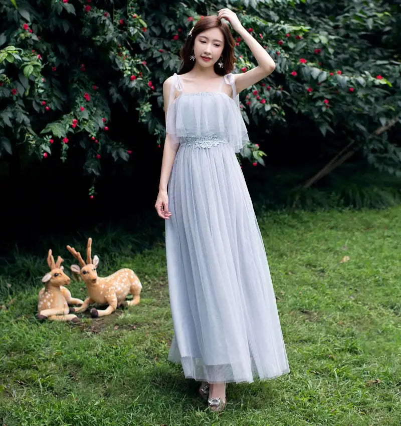 Women Pink Champagne Grey Blue Long Bridesmaid Dresses Sweet Memory Bride Guest Prom Graduation Vestidos Wedding Party Robe