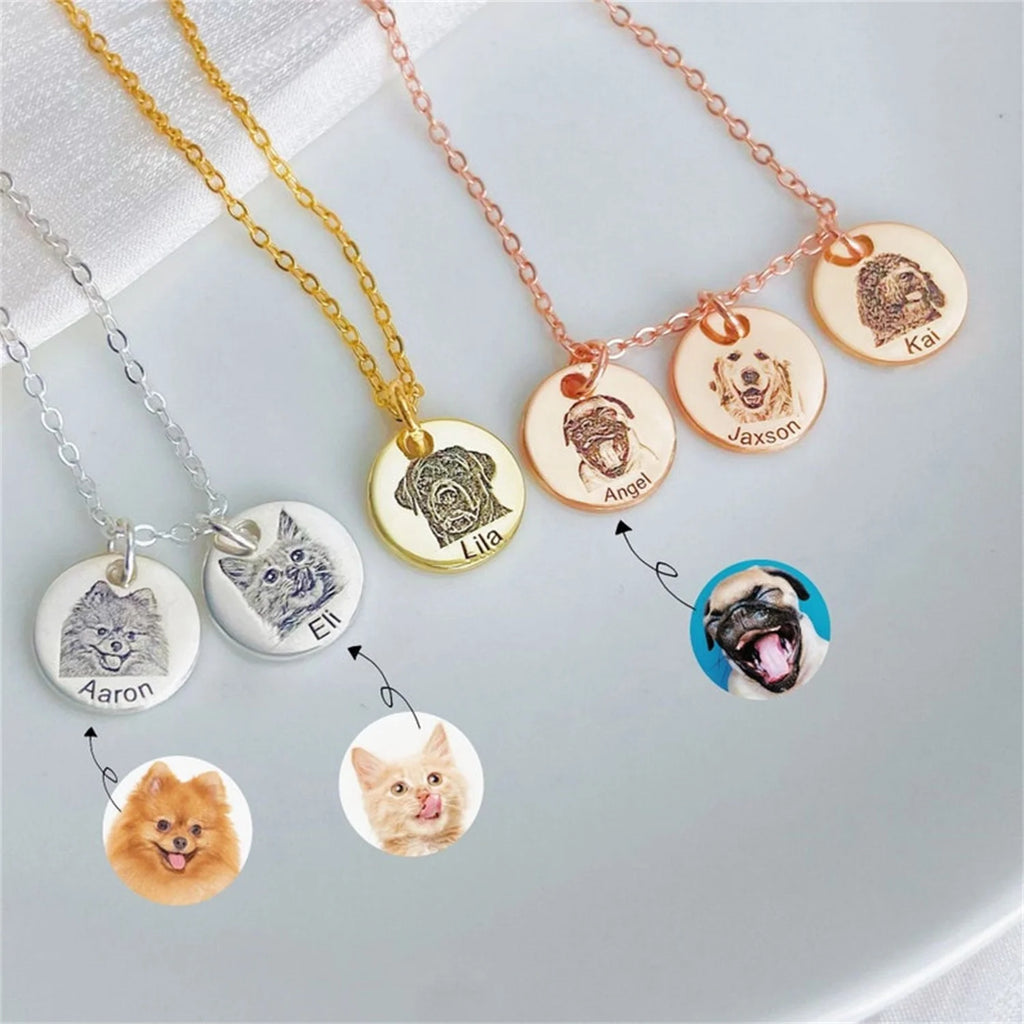 Personalized Gifts for Mom Dog Mom Custom Dog Portrait Necklace Personalized Pet Portrait Necklace Memorial Gift Dog Custom Gift
