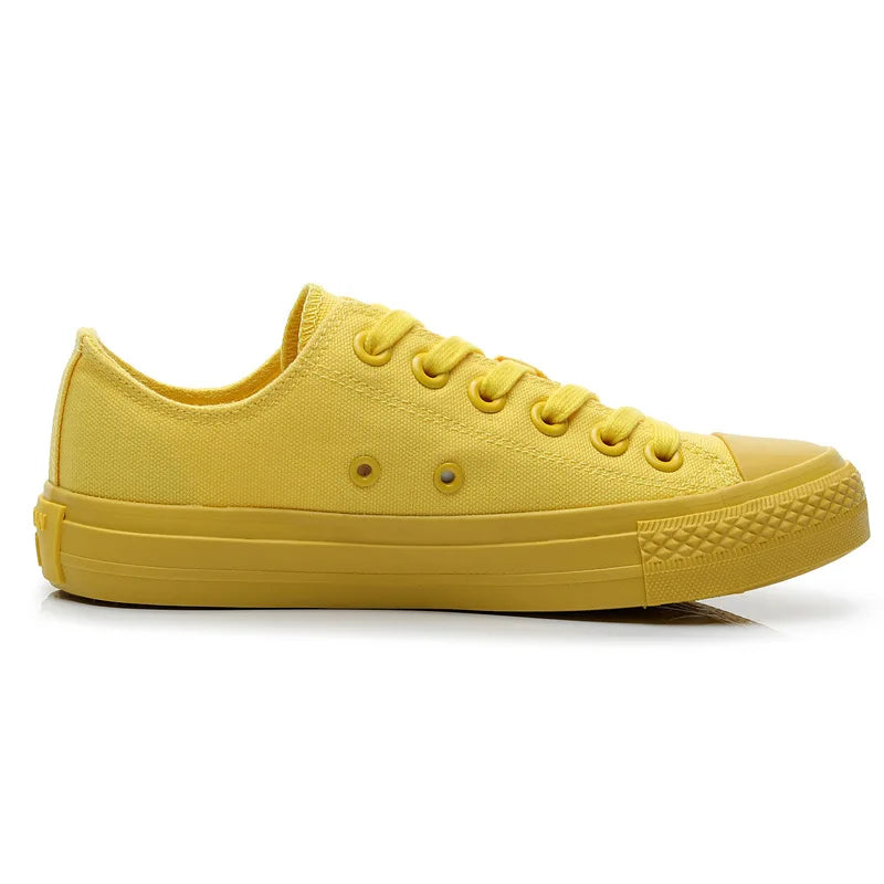 Canvas Shoes for Women and Men Lemon Yellow All Black Cloth Shoes Size 35-44 Pure White Sneakers for Boys and Girls Simple Style