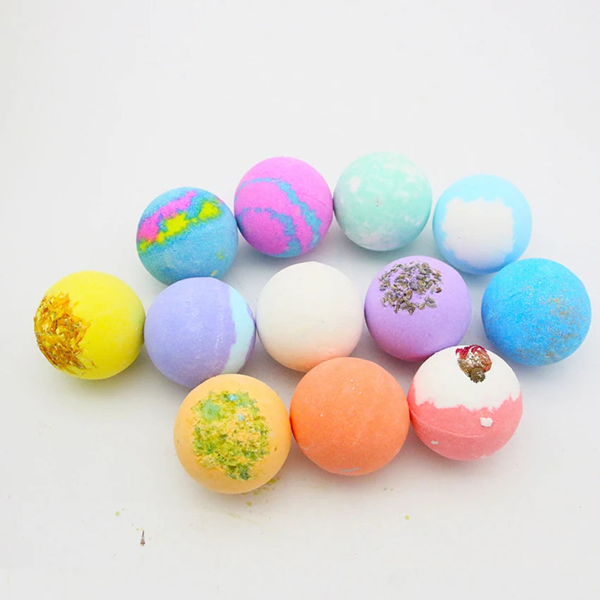 12Pcs/set Bath Bubble Ball Kit Essential Oil Bath Salts Skin Care Exfoliating Moisturizing Shower Bath Balls Accessories
