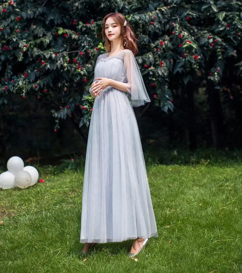 Women Pink Champagne Grey Blue Long Bridesmaid Dresses Sweet Memory Bride Guest Prom Graduation Vestidos Wedding Party Robe