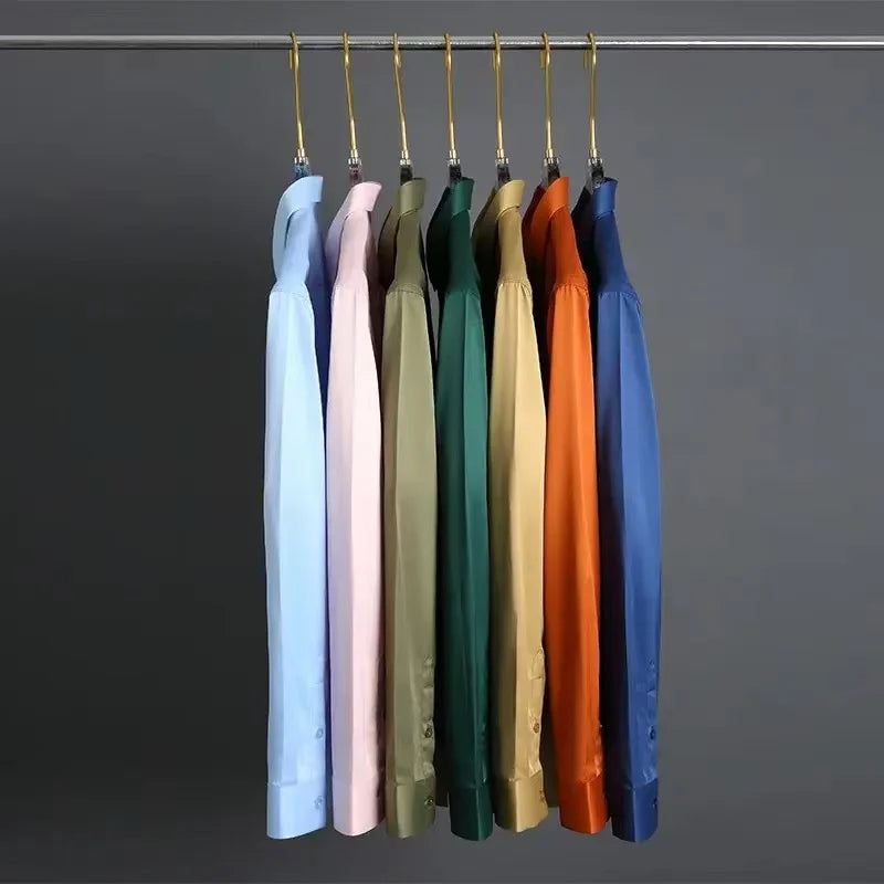 Big Size 5XL Business Shirts For Men Long Sleeve Autumn Wrinkle-free Slim Fit Camisa Social Formal Soft Wedding Office White Top