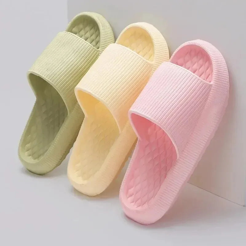 4cm Thick Platform Pillow Slippers Women Eva Soft Sole Indoor Slides Woman Flat Non Slip Bathrooom Home Slippers