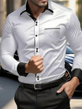 FGKKS New Men Shirts Brand Smart Business Long Sleeve Casual Classic Patchwork Elastic Black Male Dress Shirt